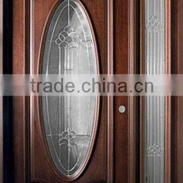 Unequal Double Oval Glass Exterior Wooden Doors Design 2013 New DJ-S9302MSO