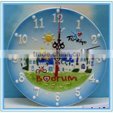 hand painted ceramic souvenir plate, clock plate