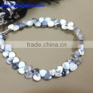 Dendrite Opal Hand Made 4.75 mm Faceted Heart Shape, 6" Strand Length 100% Natural Gemstones photo-3