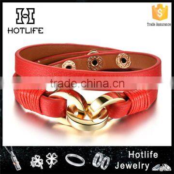 8mm Thin Genuine Cowhide Leather Double Wrap Bracelet With Alloy Unisex