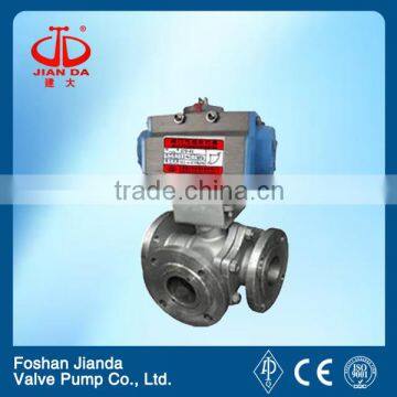 6 inch pneumatic control flange end stainless steel 3 way ball valve