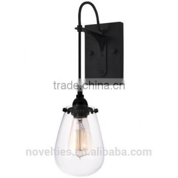 Classic Shape Industrial Wall Sconce Black Finish with a Clear Glass Hot Application In Bar