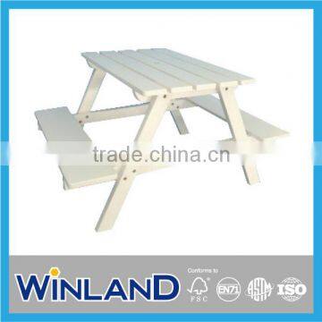 Kids Wooden Classic White Picnic Table And Chair