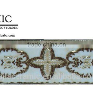 Foshan factory golden polished crystal border tiles design decor border tile 30x8 A304896