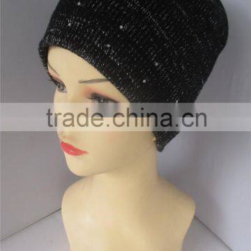 Claasic Design Crystal Decoration Soft Acrylic Custom Design Beanie photo-2