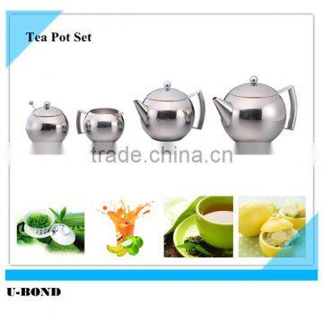 Flat-bottomed with fan-shaped handles teapot set