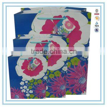 Delicate Customized Blue Flower paper bag with hands