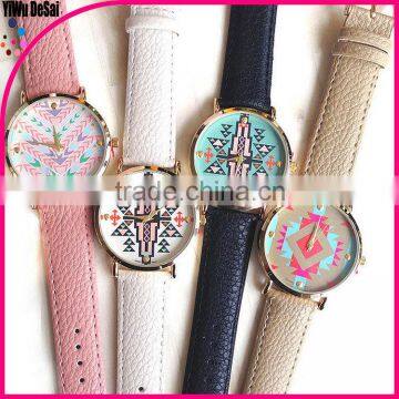 multi color wholesale new design Fashion dial quartz watch PU leather women dress watch