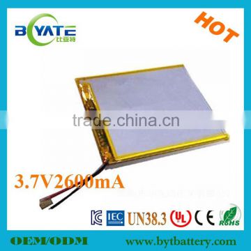 High density 3.7v 2600mah 487075 li polymer battery for gps