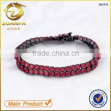 Alibaba Wholesale Women Ruby Cubic Zirconia Double 2 Row Link Tennis Bracelet