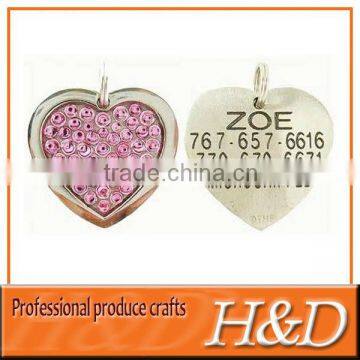 Heart shape High quality metal tags for jewelry with printing color