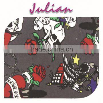 skull rose polyester milk fiber Spandex print fabric garment factories in korea