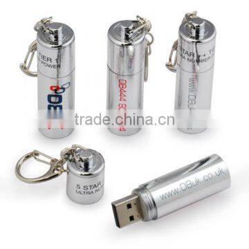 Metal Battery Shape USB Flash Drive with Printing logo