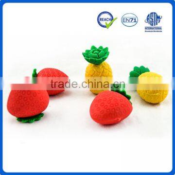 promotional unique design customized 3d fruit shaped cute erasers for kids