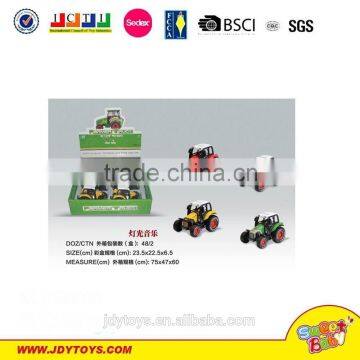 Hot selling free wheel metal toy tractor with light & music,good quality die-cast toy tractor,metal farm car toy