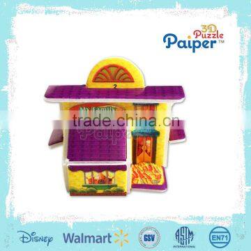 Diy mini puzzle 3d paper house mini toys