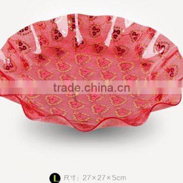 2015 big size red fashional transparent acrylic fruit plate dry fruit plate