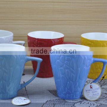 11OZ rock relief on surface coffee cups, shiny surface new bone china mug, KL5112-11083