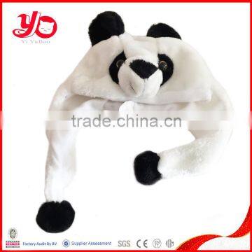 Wholesale plush panda kids hat ,plush panda animal hat