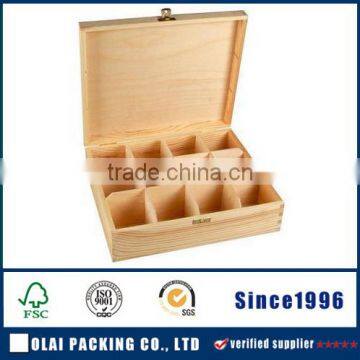 2015 handmade eco-friendly Wooden 12 Compartments Twining Tea Box