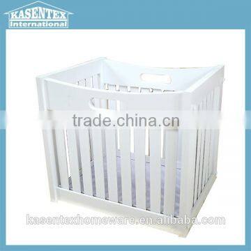 White Wooden Storage Basket Solid Pine Wood Storage Basket