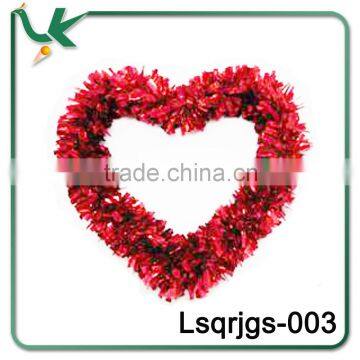 Hot selling St. Valentine's Day Heart Shape Red Hanger Tinsel Ornament