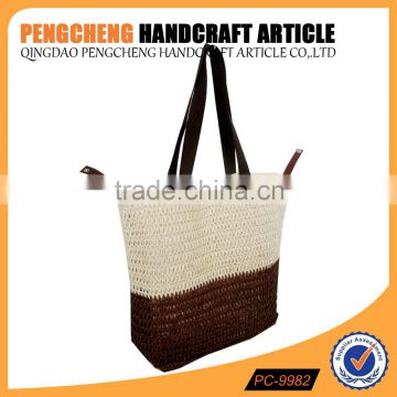 Paper straw shoulder bag style women shopping crochet bag