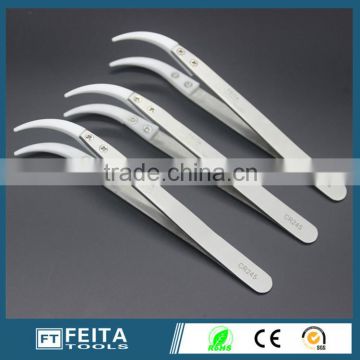 Guangdong Factory Price Curved Pointed Stainless Steel Tweezers CR245 Heat Resistant Ceramic Tip Tweezers