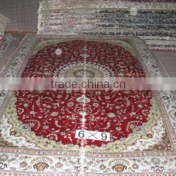 High density classic persian style red silk carpet 109