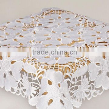 white flower table cloth , plain good quality polyester table cloth