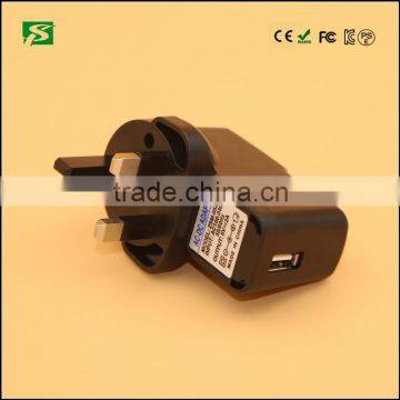 UK 3 pin plug 5V 2000ma super fast ac mobile charger assembly