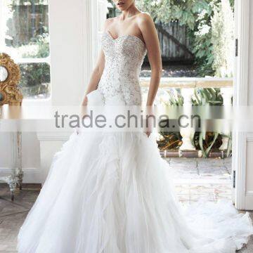 (MY2601) MARRY YOU Alibaba Sweetheart Embroidered Beaded Ruffle Skirt Wedding Dress 2016