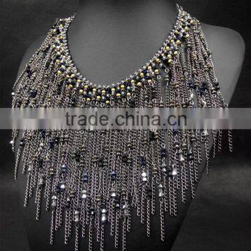 Water Drop Tassel Collar Necklace For Women Crystal Bead Brand Necklace Fashion Jewelry photo-2
