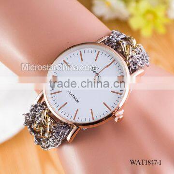 Women New Classic Geneva Ethnic Braided Analog Quartz Chain Bracelet Wrist Watch