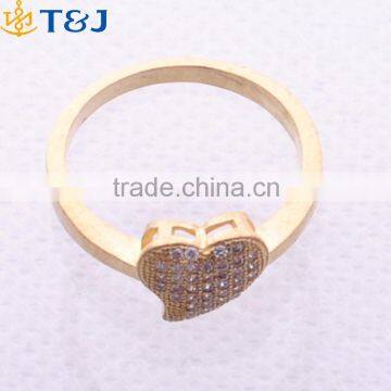 Hot Sale Mother's Day Gift Noble Jewelry Crytstal Rings Heart Shaped Gold Plateing Rings //
