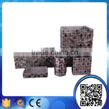 Wholesale Mosaic Modern Style Square Resin Bathroom Accessory Set Include Tissue Box