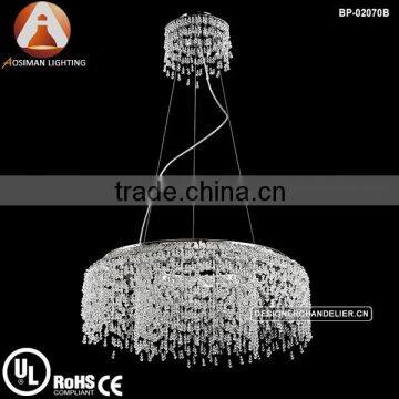 Chrome Fonte Round Crystal Chandelier 8 Light Pendant