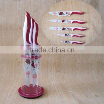 Non-stick rose printed unique knife MS1010