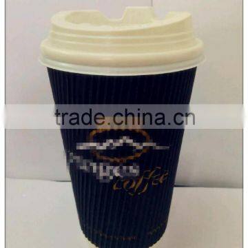 OEM acceptable coffee disposable paper cups with lid and logo