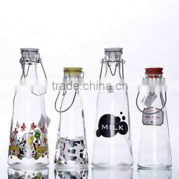 1L&500ml Glass Milk Bottle with Ceramic lids