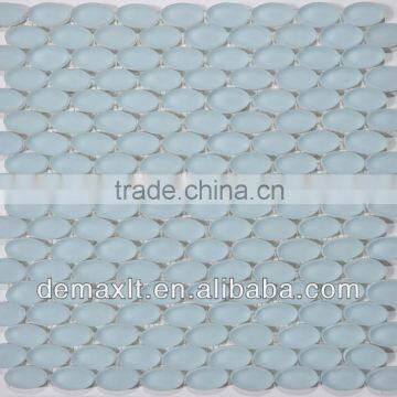 White ellipse glass mosaic oval-shaped dull polish glass mosaic