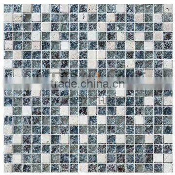 15x15mm stone mix broken glass wall tile, bath and backsplash glass wall and floor tile EGS088B