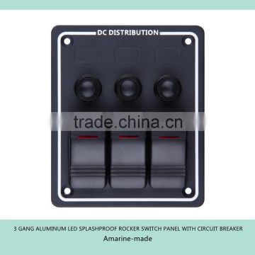 3 GANG ALUMINUM LED SPLASHPROOF ROCKER SWITCH PANEL WITH CIRCUIT BREAKER