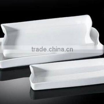 H2810 white porcelain rectangular plates used in restaurant