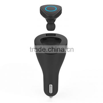 usb mini portable car charger with bluetooth earphone