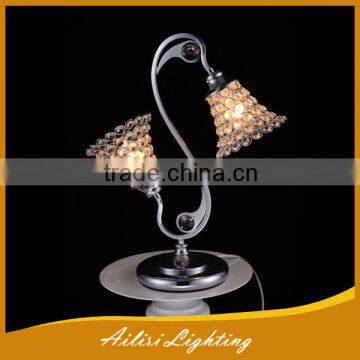 Contemporary Top Quality Energy Saving Crystal Table Lamp With 2 Lights