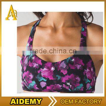 custom sports bra solid color strappy yoga top for women