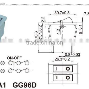 Electrical Double Pole Rocker Switch,6A 250V/10A 125V Red 6pin On-off Rocker Switch photo-2