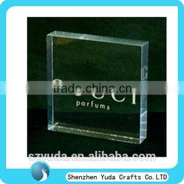 printed custom cubic square clear acrylic block logo for counter display restaurant table decoration cheap