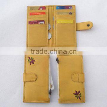 Handmade Vintage Genuine Leather Women's Wallet with Fine Embroidery